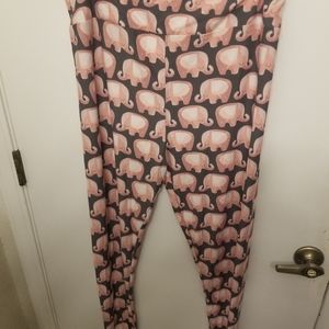 NWOT TC2 LulaRoe Pink and Gray Elephant Leggings